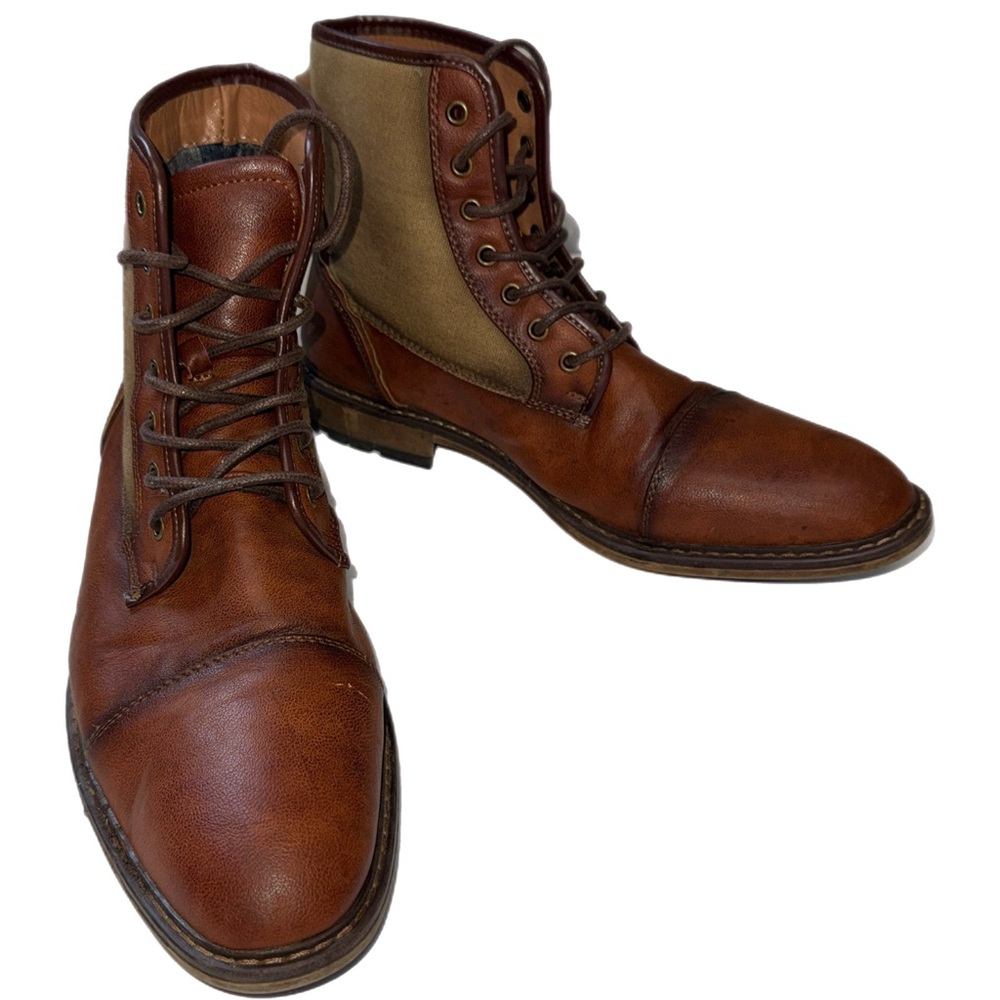 Madden‎ - Men’s Brown Leather & Canvas Lace‑Up Boots - Size 9.5 - Picture 11 of 11
